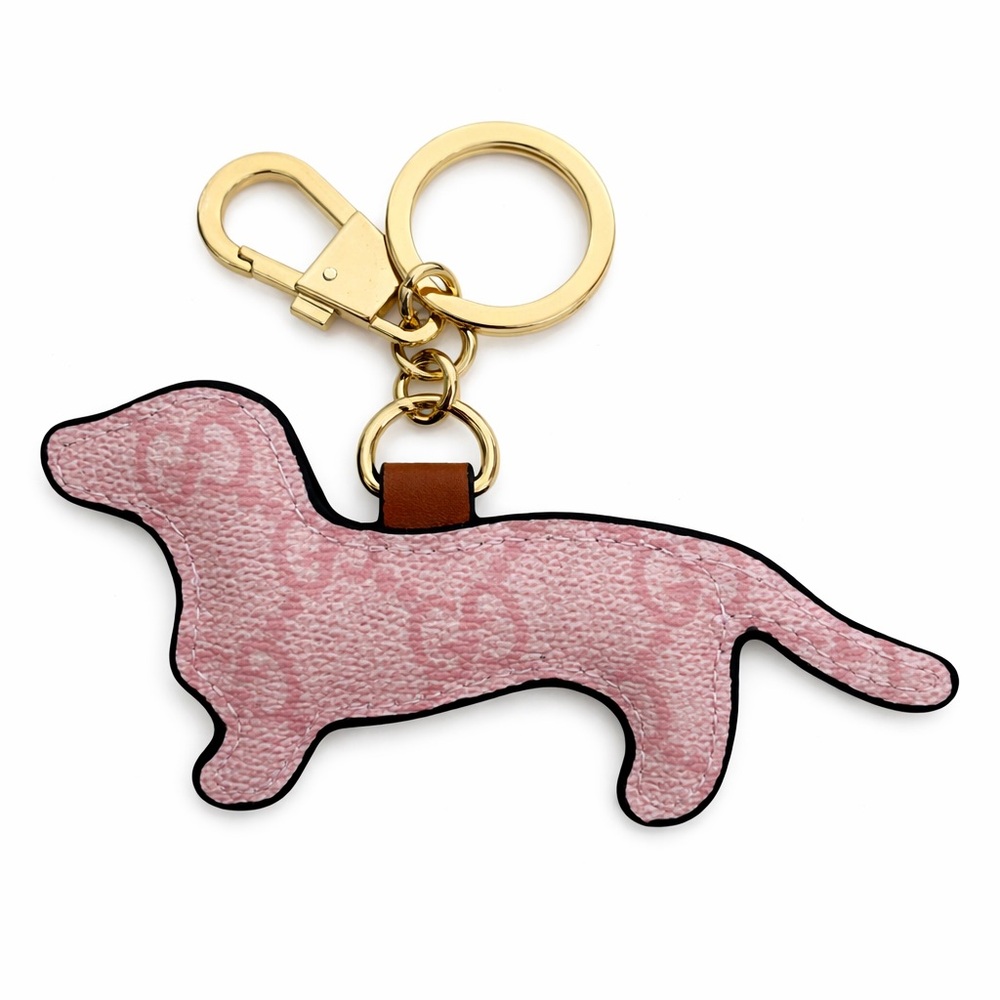 Gucci Dachshund Leather Bag Charm Dog Keychain Gold Hardware NEW - Picture 2 of 2